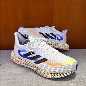 Adidas White and Blue Running Shoes with Unique Sole